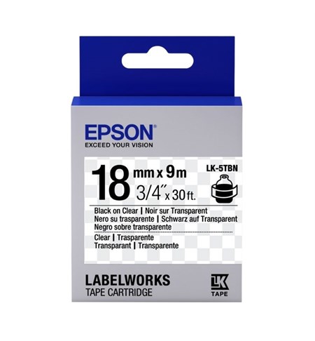 Epson LK-5TBN Ribbon Black on Transparent 18mm x 9m